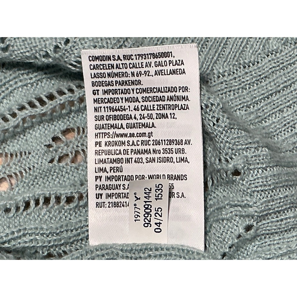 American Eagle Button Front Tank Top Size Medium Blue Knit Ruffle Hem - Picture 11 of 14